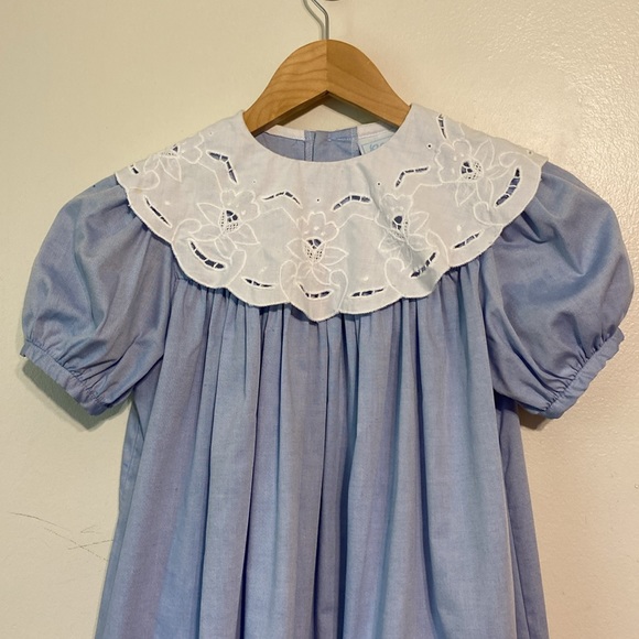 Chabre’ Vintage Peter Pan Lace Collar Blue Dress size 6X - Picture 3 of 14